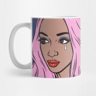 Pastel Hair Black Crying Comic Girl Mug